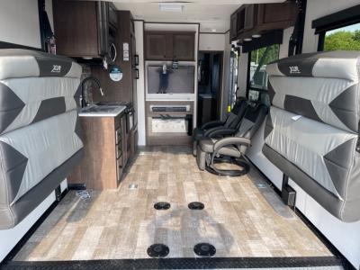 Huge garage space with fold-up seating