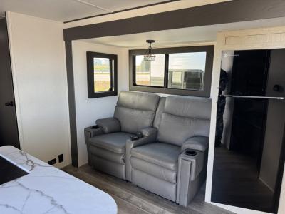 Theatre seating with large windows for additional lighting