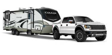 truck pulling a travel trailer