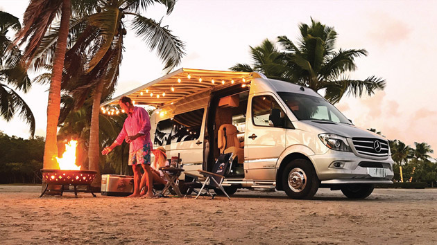tommy bahama touring coaches camping on the beach