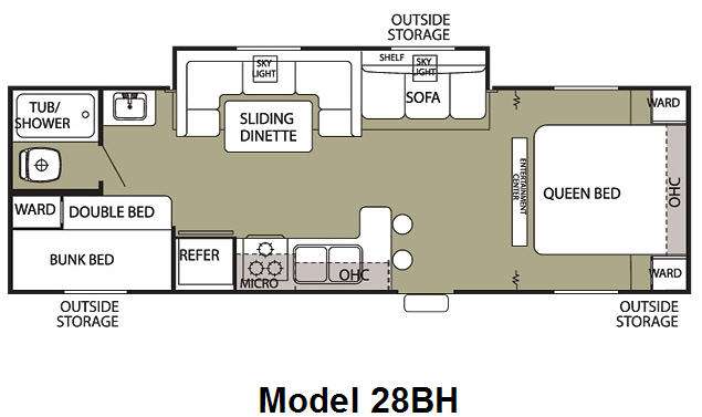 Floorplan - 2010 Forest River RV Cherokee Grey Wolf 28BH