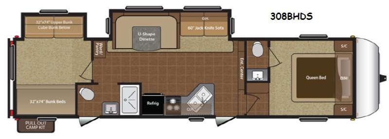 Floorplan - 2014 Keystone RV Hideout 308BHDS