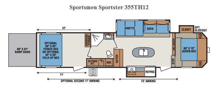 Floorplan - 2016 KZ Sportsmen Sportster 355TH12