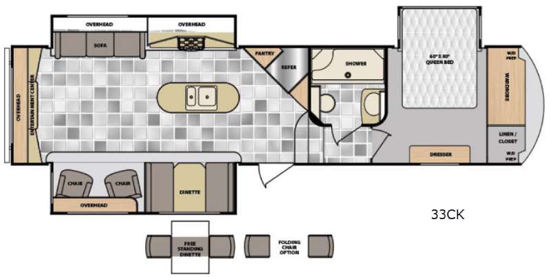 Floorplan - 2016 Winnebago Industries Towables Latitude 33CK