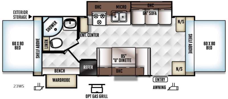 Floorplan - 2016 Forest River RV Flagstaff Shamrock 23WS