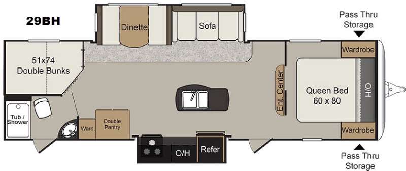 Floorplan - 2016 Keystone RV Passport 29BH Elite