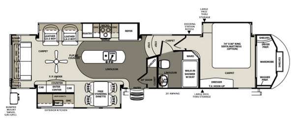 Floorplan - 2014 Forest River RV Sandpiper 35ROK