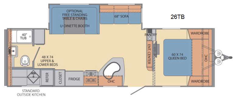 Floorplan - 2016 Shasta RVs Revere 26TB