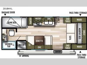 Wildwood X-Lite 201BHXL Floorplan Image
