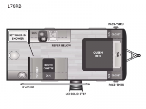 Hideout Single Axle 178RB Floorplan Image