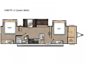 Aurora 34BHTS (2 Queen Beds) Floorplan Image