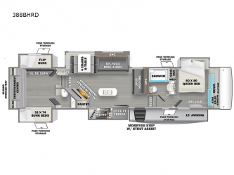 Sandpiper Luxury 388BHRD Floorplan