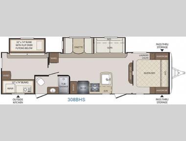 Floorplan - 2016 Keystone RV Bullet 308BHS
