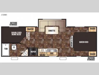 Floorplan - 2016 Forest River RV Cherokee Grey Wolf 23DBH