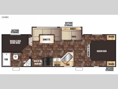 Floorplan - 2016 Forest River RV Cherokee Grey Wolf 26DBH