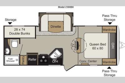 Floorplan - 2014 Keystone RV Passport 2300BH Grand Touring
