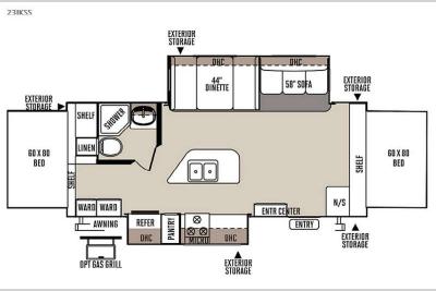 Floorplan - 2015 Forest River RV Flagstaff Shamrock 23IKSS