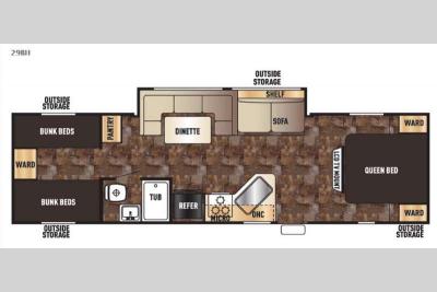 Floorplan - 2015 Forest River RV Cherokee Grey Wolf 29BH