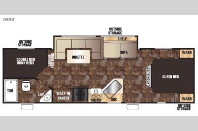 Floorplan - 2016 Forest River RV Cherokee Grey Wolf 26DBH