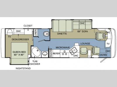 Floorplan - 2008 Holiday Rambler Vacationer 34 PDD