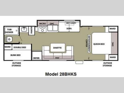 Floorplan - 2011 Forest River RV Cherokee Grey Wolf 28BHKS