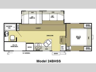 Floorplan - 2012 Forest River RV Salem 24BHSS