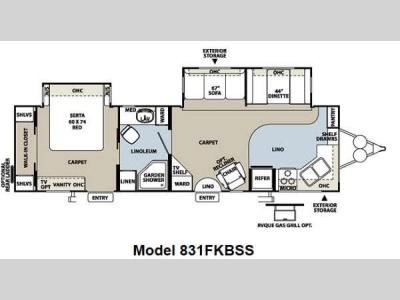 Floorplan - 2013 Forest River RV Flagstaff Classic Super Lite 831FKBSS