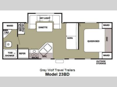Floorplan - 2013 Forest River RV Cherokee Grey Wolf 23BD