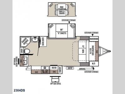 Floorplan - 2015 Forest River RV Rockwood Ultra Lite 2304DS