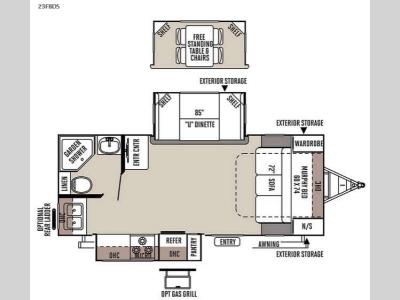Floorplan - 2015 Forest River RV Flagstaff Super Lite 23FBDS