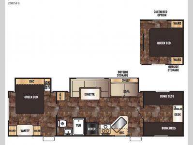 Floorplan - 2016 Forest River RV Cherokee Grey Wolf 29DSFB