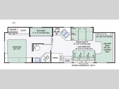 Floorplan - 2016 Thor Motor Coach Chateau 31E Bunkhouse
