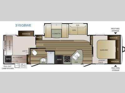 Floorplan - 2016 Keystone RV Cougar Half-Ton Series 31SQBWE