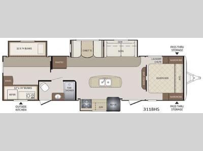 Floorplan - 2016 Keystone RV Bullet 311BHS