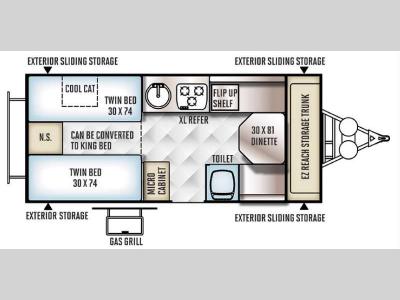 Floorplan - 2016 Forest River RV Rockwood Hard Side High Wall Series 213HW