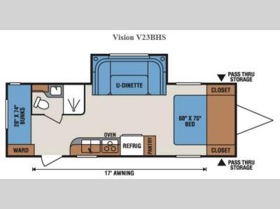 Floorplan - 2017 KZ Vision V23BHS