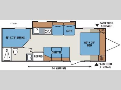 Floorplan - 2017 KZ Spree Escape E231BH