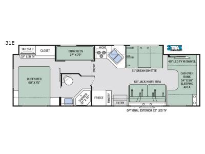 Floorplan - 2017 Thor Motor Coach Four Winds 31E Bunkhouse