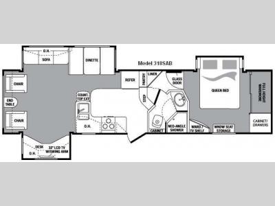 Floorplan - 2009 Keystone RV Cougar 318SAB