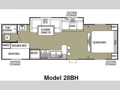 Floorplan - 2010 Forest River RV Cherokee Grey Wolf 28BH