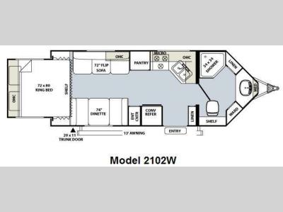 Floorplan - 2010 Forest River RV Rockwood Windjammer 2102W