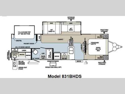 Floorplan - 2012 Forest River RV Flagstaff Classic Super Lite 831BHDS