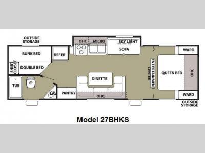 Floorplan - 2012 Forest River RV Cherokee Grey Wolf 27BHKS