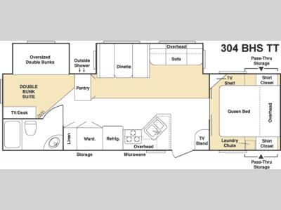Floorplan - 2006 Keystone RV Cougar 304BHS