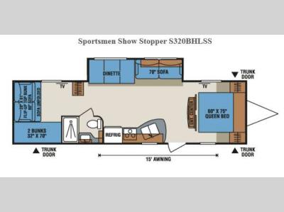 Floorplan - 2014 KZ Sportsmen Show Stopper S320BHLSS