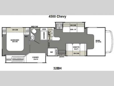 Floorplan - 2014 Coachmen RV Freelander 32BH Chevy 4500