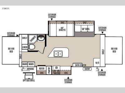Floorplan - 2015 Forest River RV Flagstaff Shamrock 23IKSS