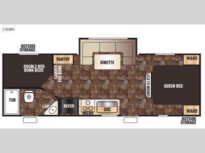Floorplan - 2015 Forest River RV Cherokee Grey Wolf 23DBH