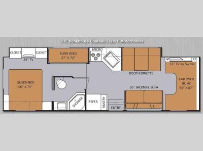 Floorplan - 2014 Thor Motor Coach Chateau 31E Bunkhouse