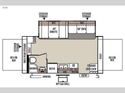 Floorplan - 2015 Forest River RV Rockwood Roo 21SS